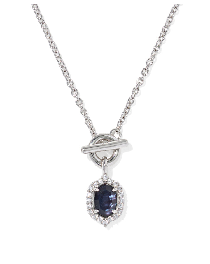 Daphne Crystal Frame Silver Toggle Necklace