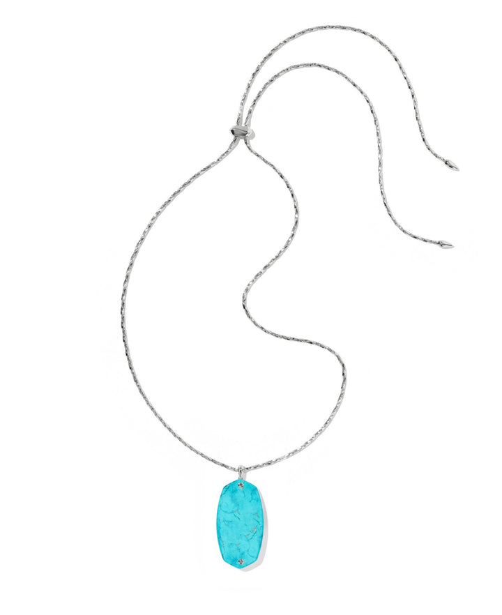Danielle Riveted Silver Long Pendant Turquoise Necklace