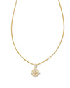 Dira Stone Crystal Short Pendant Necklace Gold White Crystal
