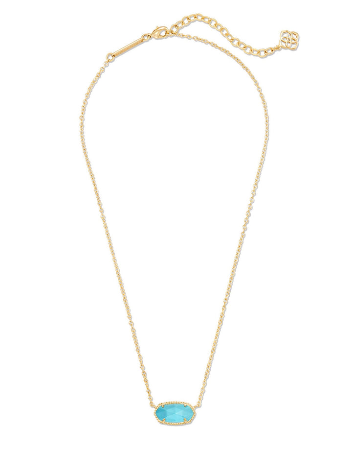 Elisa Turquoise Magnesite Short Pendant Necklace Gold