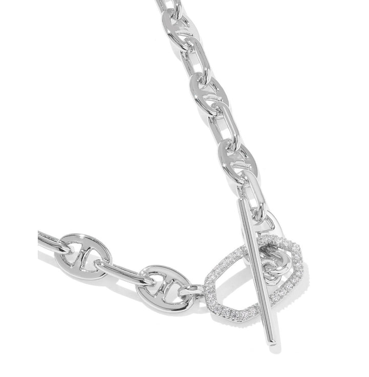 Kendra Scott- Elisa Toggle Link And Chain Necklace Silver White