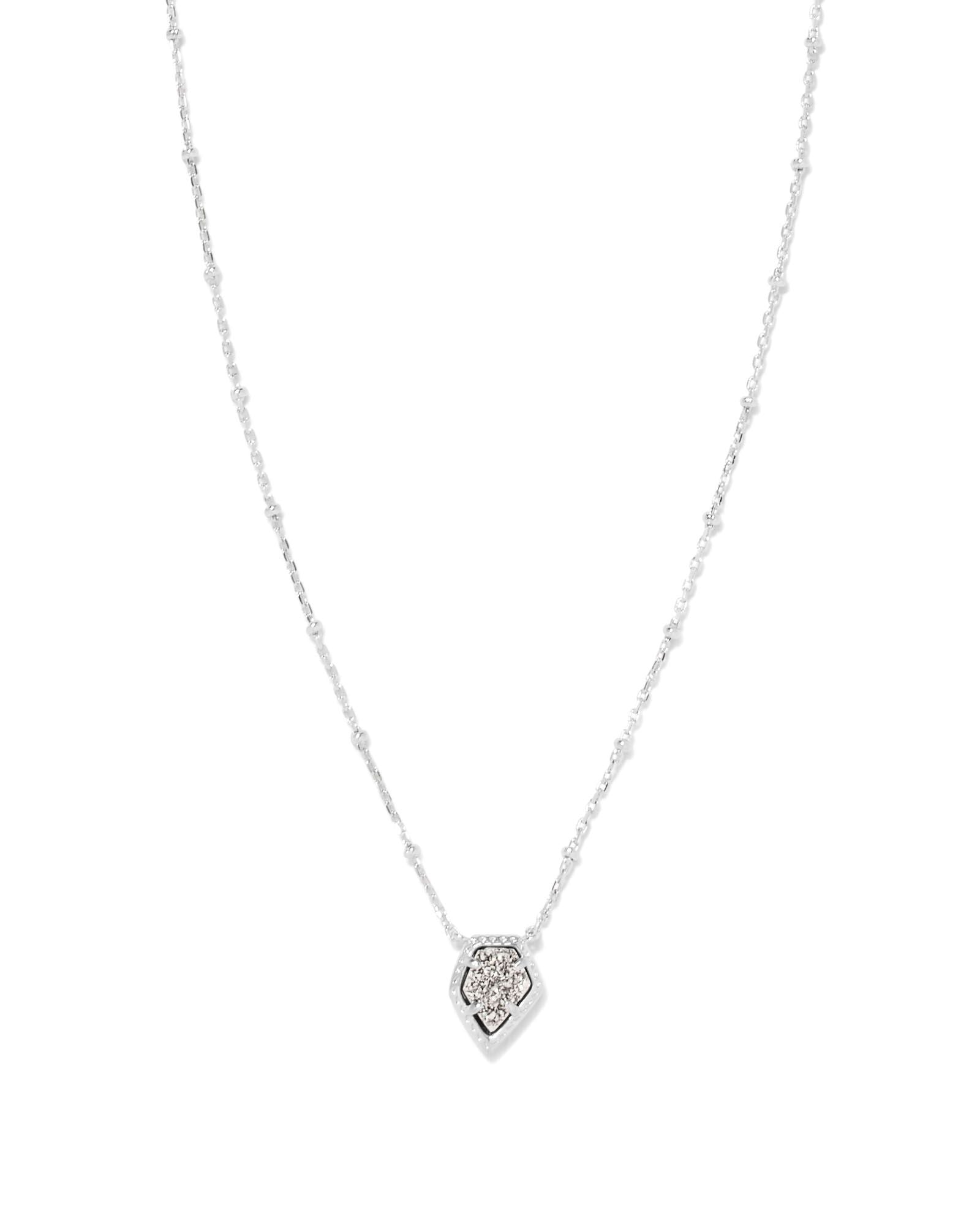 Framed Tess Silver Platinum Drusy Necklace