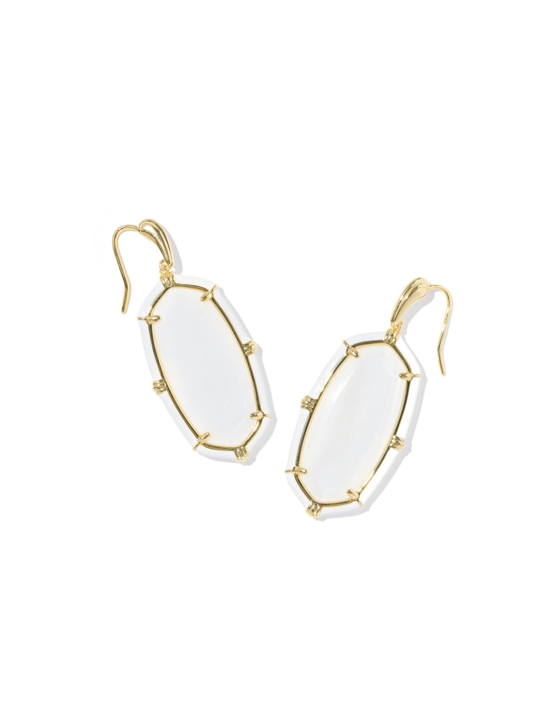 Elle Gold Enamel Drop Earrings White Mother Of Pearl