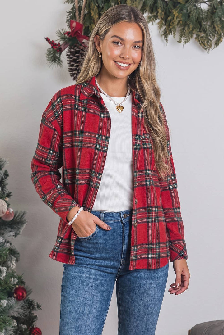 Plaid Button Front Shacket