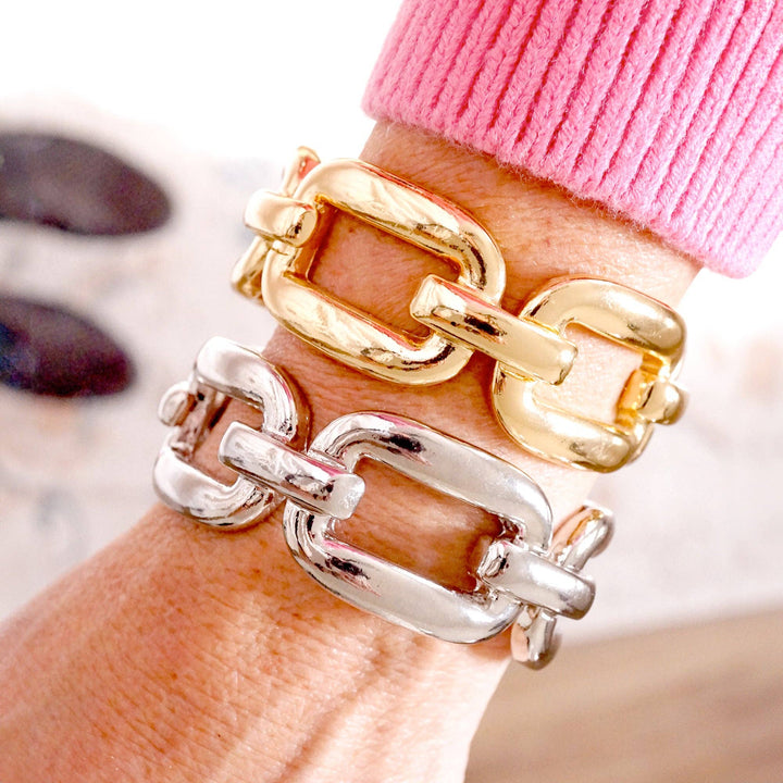 Chunky Chain Statement Stretchy Bangle Bracelet in gold