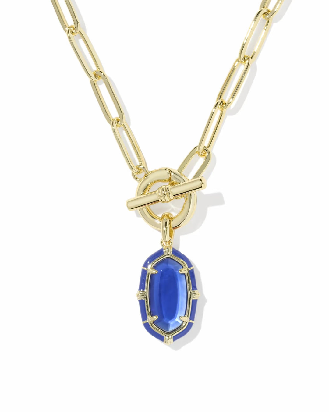 Elisa Gold Enamel Cobalt Link Chain Necklace