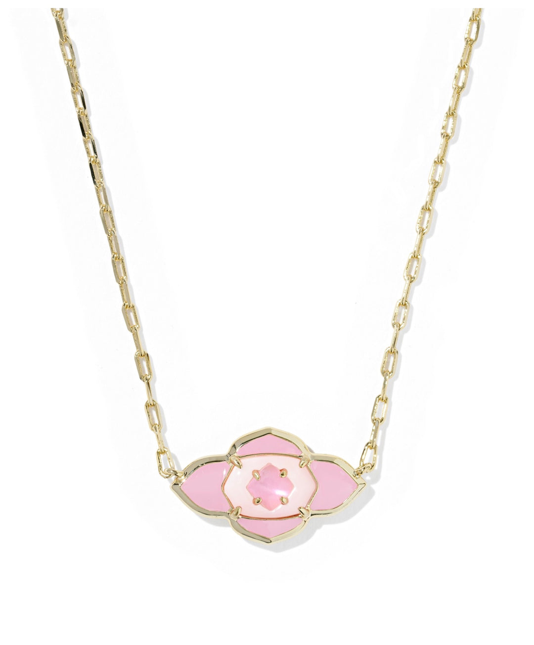 Abbie Medallion Gold Pink Mix Short Pendant Necklace