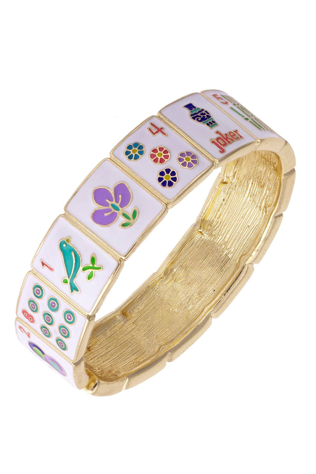 Going Mahjong! Enamel Hinge Bangle in Multi