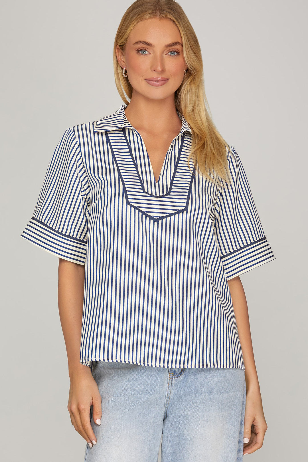 Navy Striped Top
