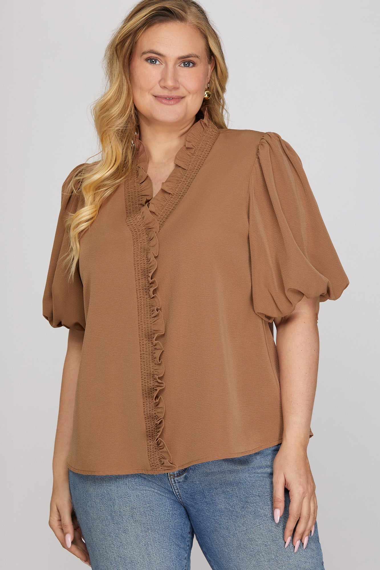 Mocha Bubble Sleeve Top – Cobblestone Home, Style & Gifts