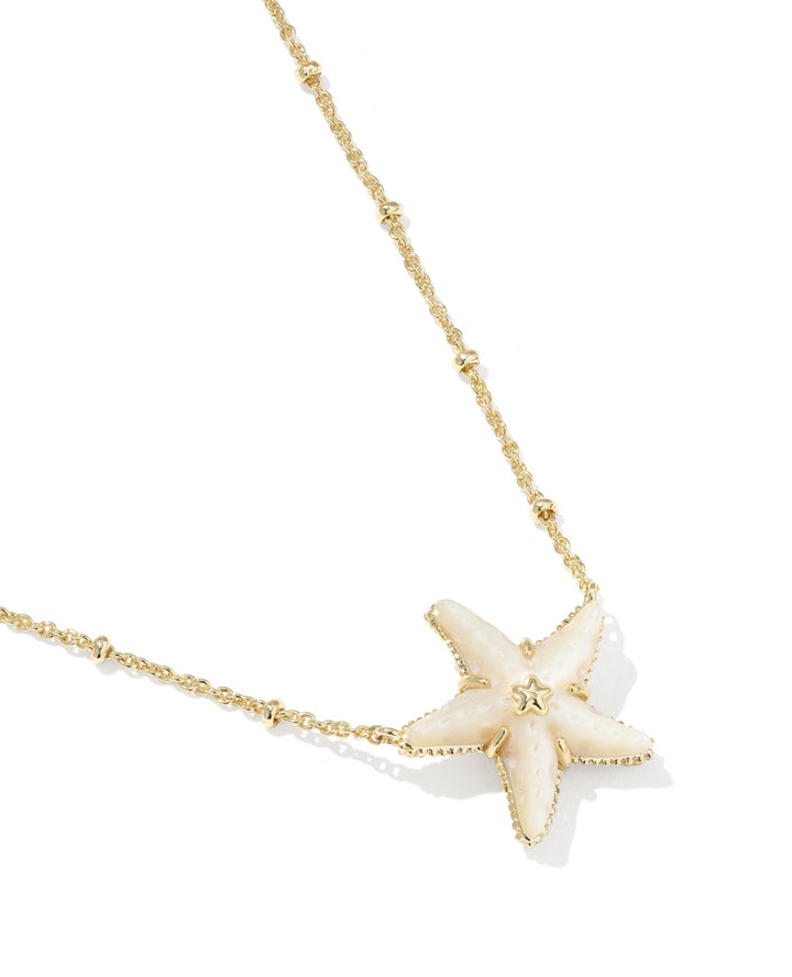 Parker Starfish Short Pendant Necklace Gold Neutral Mother Of Pearl