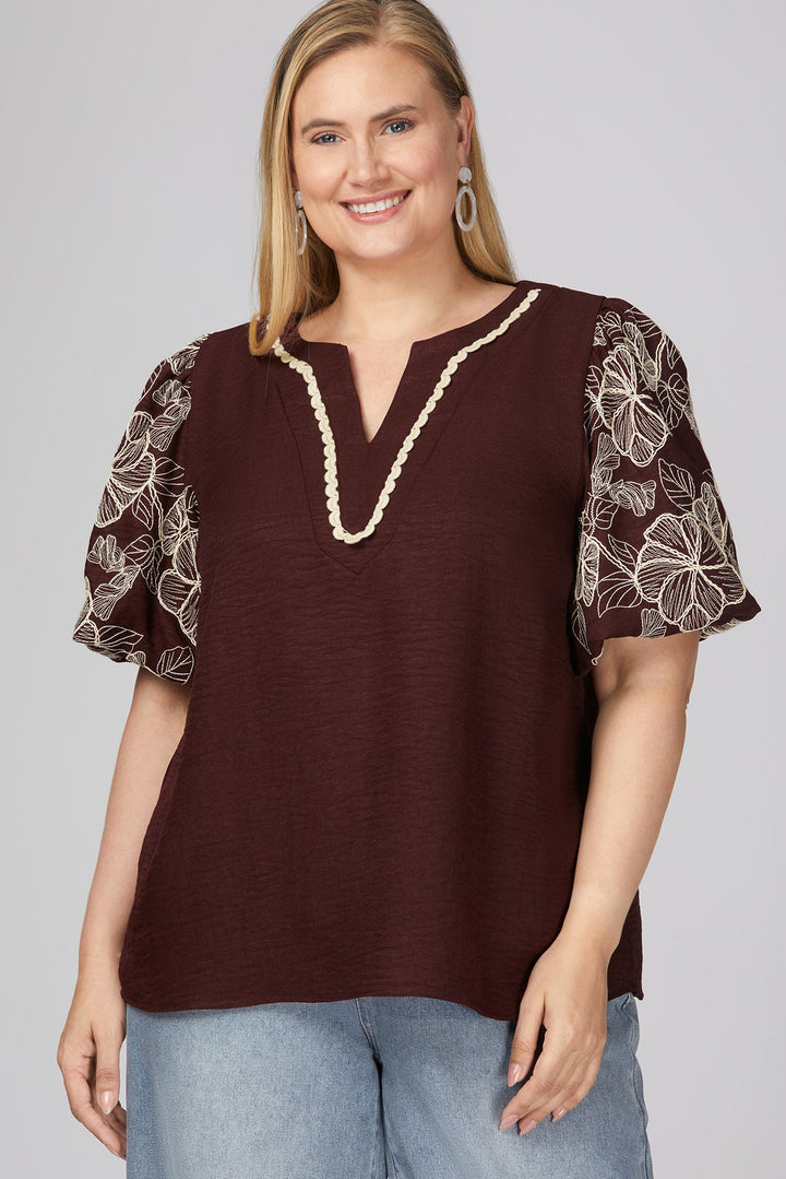 Maroon Embroidered Top