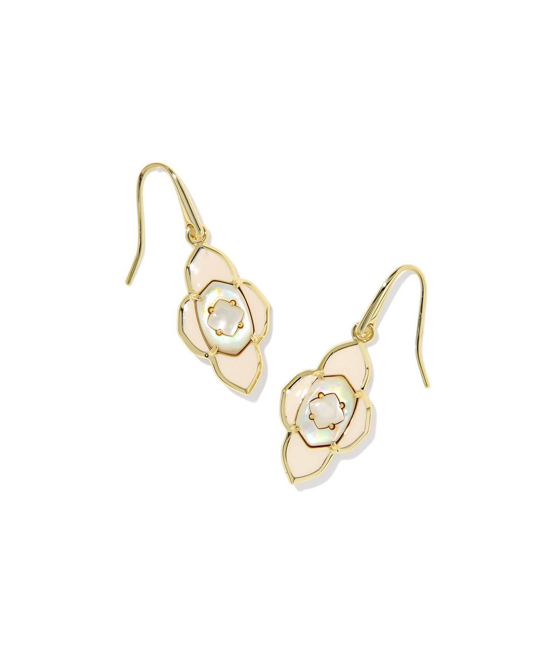 Abbie Medallion Gold Neutral Mix Small Drop Earrings