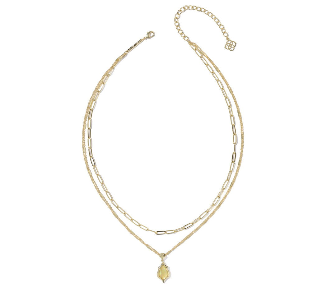 Kendra Scott- Adriana Scallop Frame Multi Strand Necklace Gold Yellow Iridescent Abalone