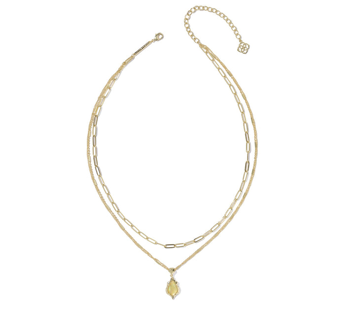 Kendra Scott- Adriana Scallop Frame Multi Strand Necklace Gold Yellow Iridescent Abalone