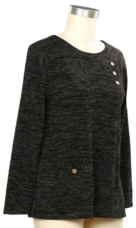 Heather Black Pullover Top
