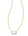 Elisa Enamel Frame Short Pendant Necklace Gold Ivory Mix