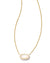 Elisa Enamel Frame Short Pendant Necklace Gold Ivory Mix