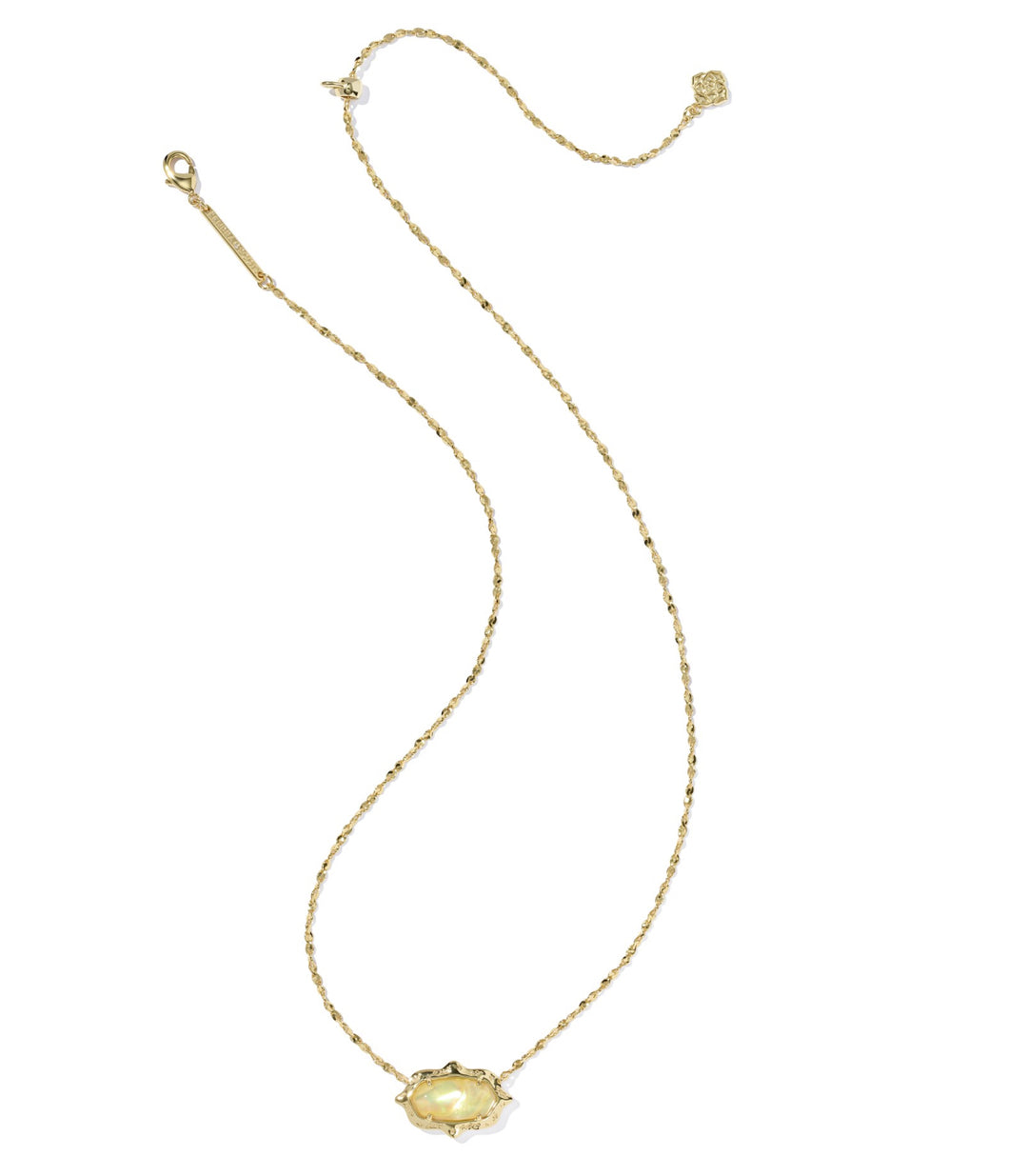 Kendra Scott- Elisa Scallop Frame Short Pendant Necklace Gold Yellow Iridescent Abalone