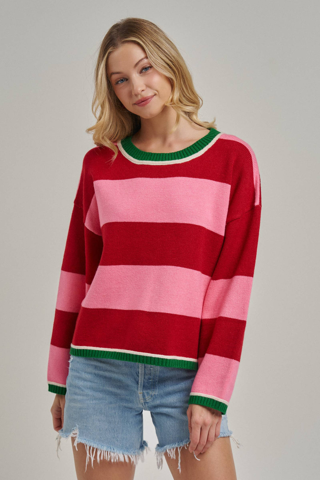 Pink and Red Cozy Sweater