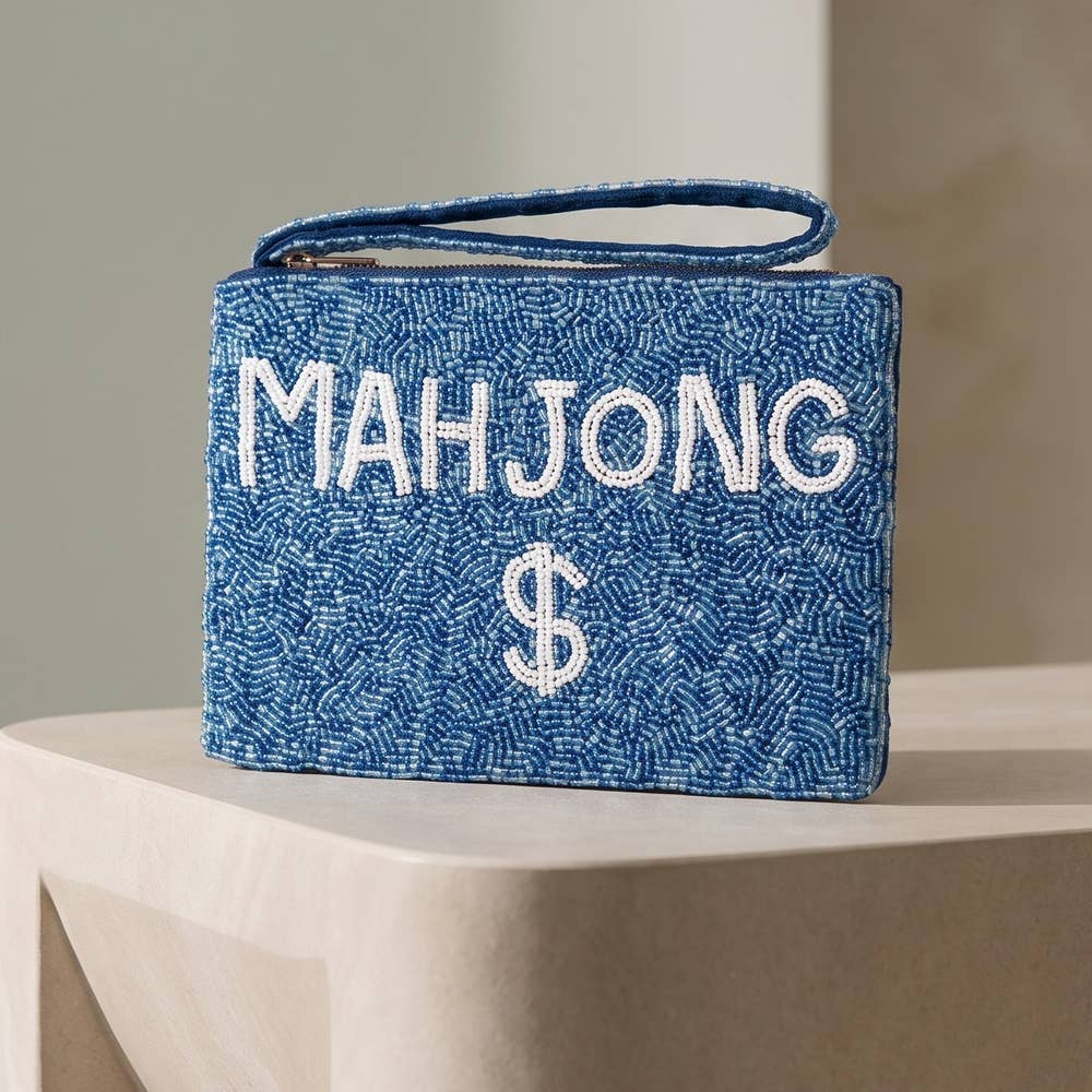 Mahjong Money Beaded Zip Pouch