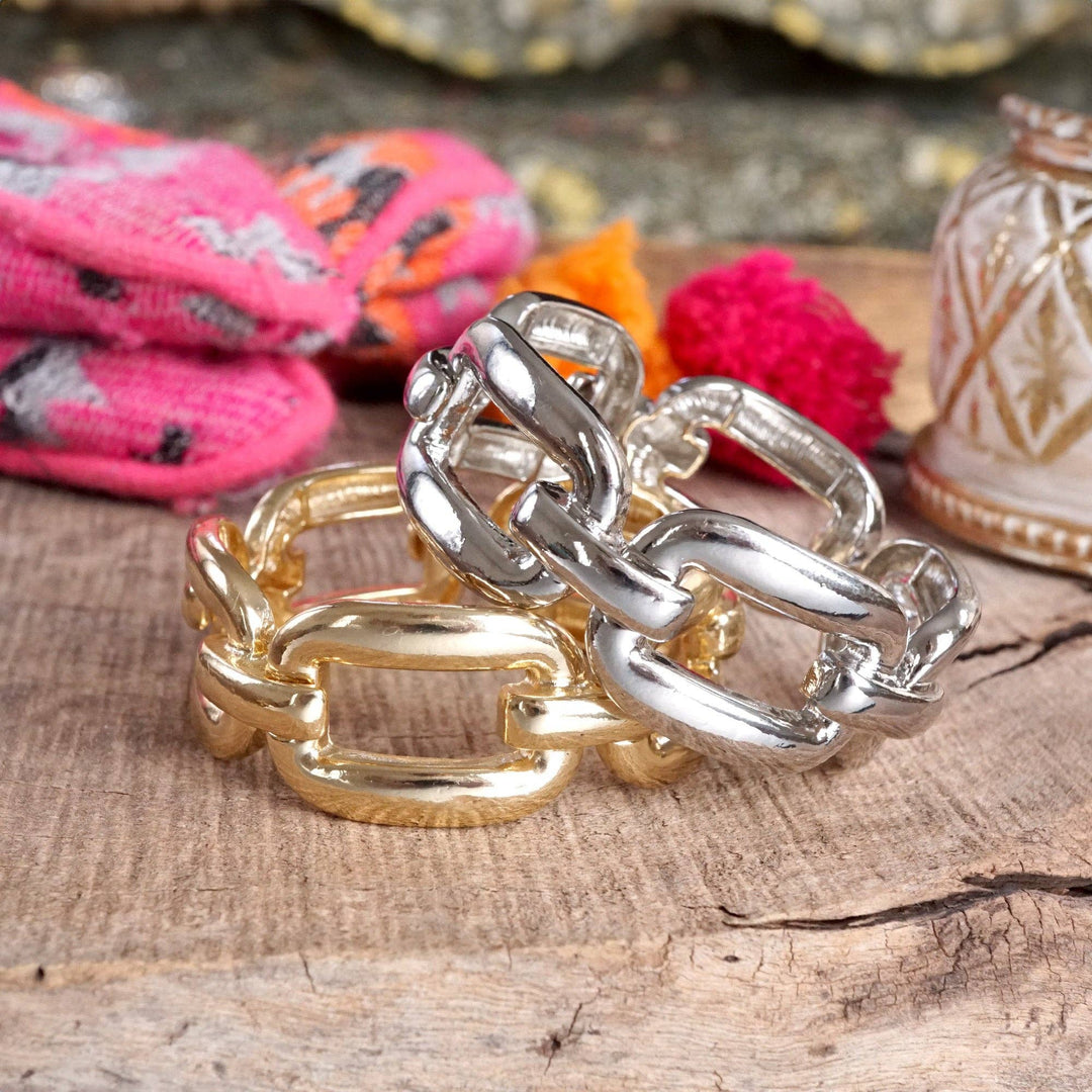 Chunky Chain Statement Stretchy Bangle Bracelet in gold