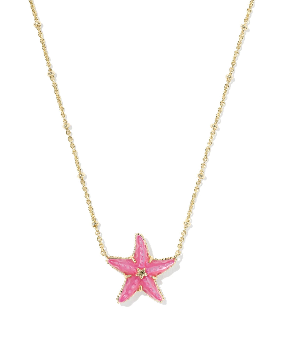 Parker Starfish Gold Bright Pink Mother Of Pearl Short Pendant Necklace