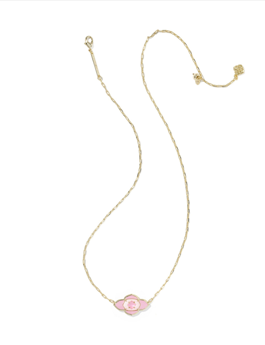 Abbie Medallion Gold Pink Mix Short Pendant Necklace