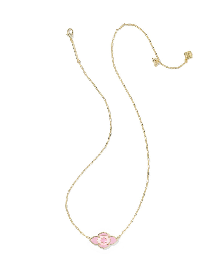 Abbie Medallion Gold Pink Mix Short Pendant Necklace
