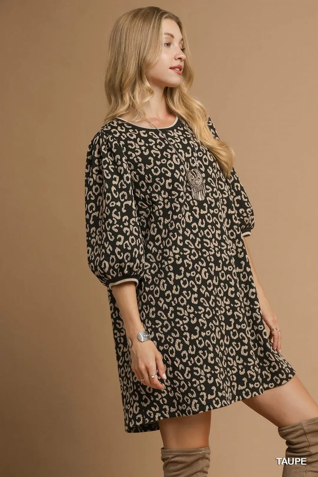 Leopard Jacquard Print Dress