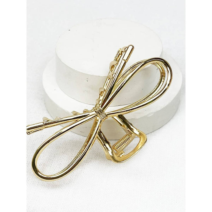 Gold Bow Shape Hair Claw Clips