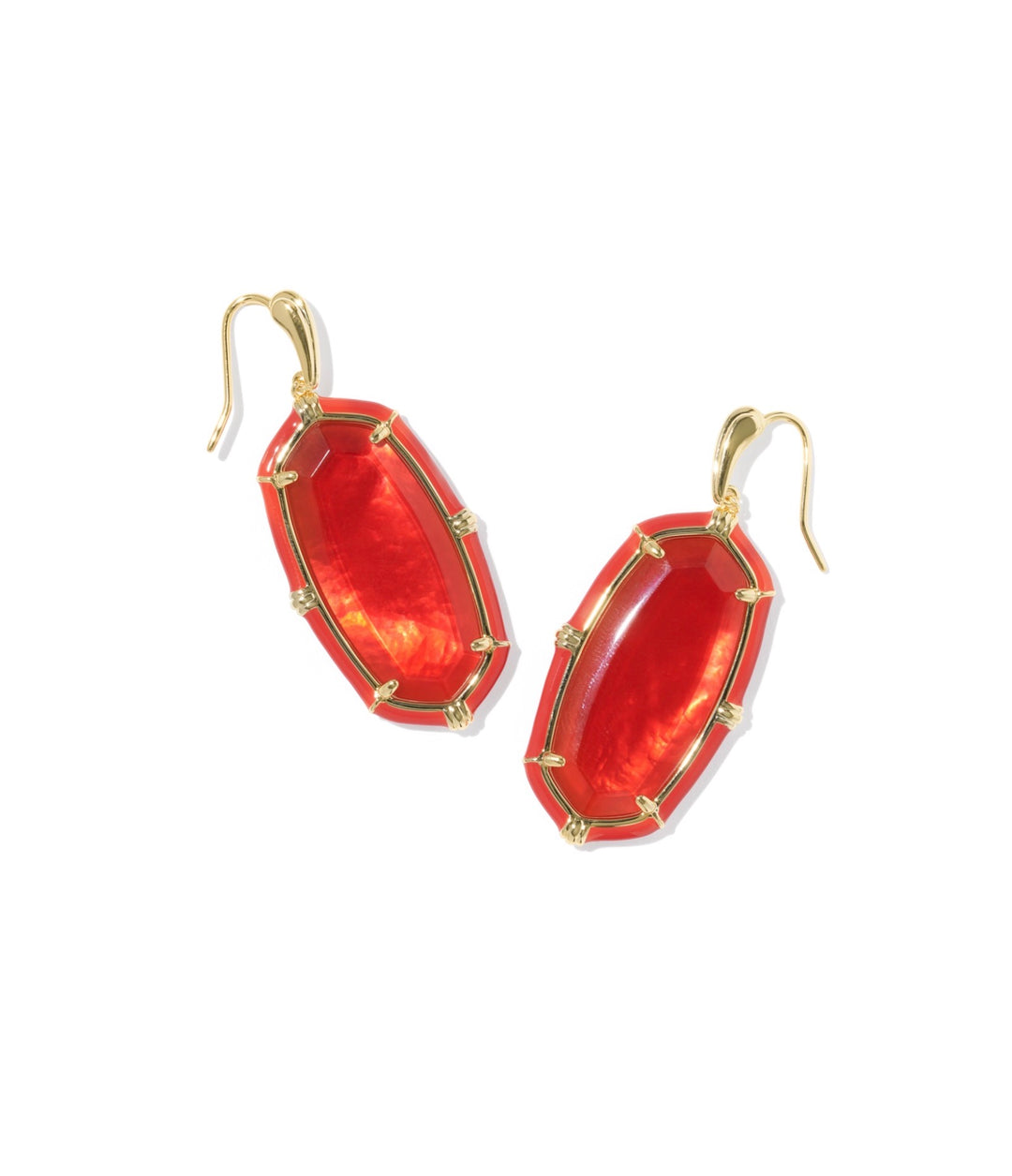 Elle Gold Enamel Drop Earrings Red Illusion