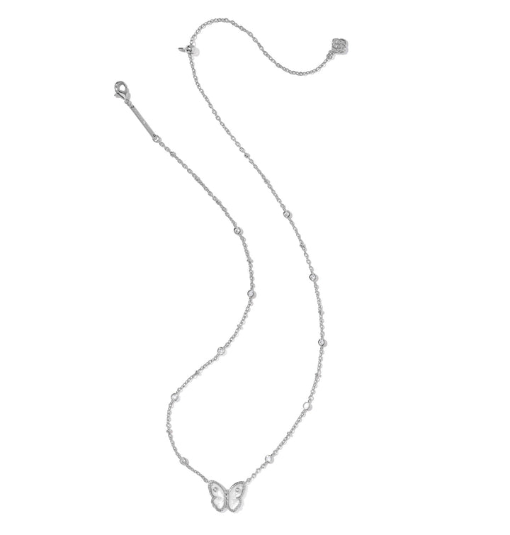 Kendra Scott- Cailey Butterfly Short Pendant Necklace Silver Ivory Mother Of Pearl