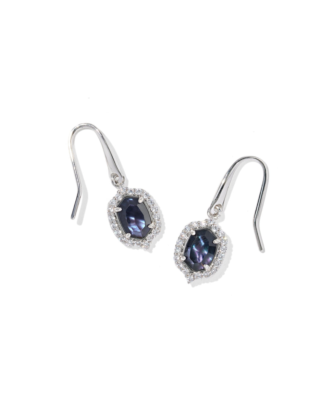 Daphne Crystal Frame Silver Drop Earrings Indigo Illusion