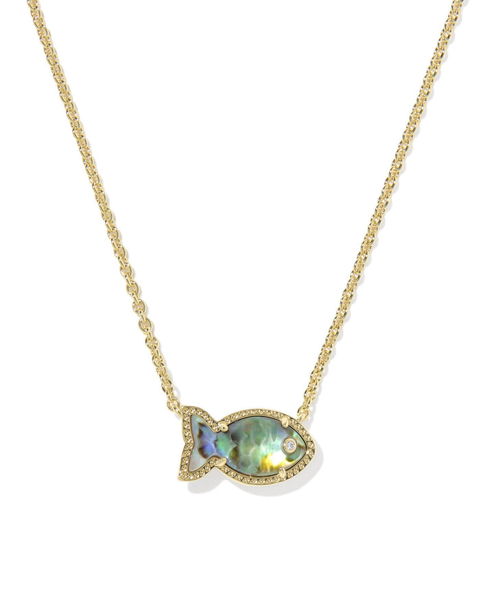 Parker Fish Gold Abalone Shell Short Pendant Necklace