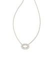 Elisa Silver Crystal Frame Short Pendant Necklace in Ivory Mother of Pearl