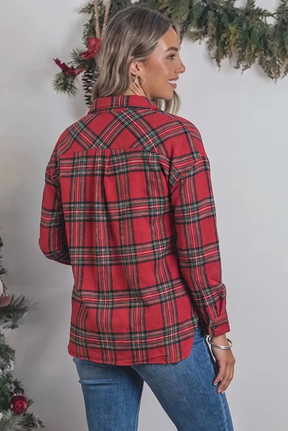 Plaid Button Front Shacket