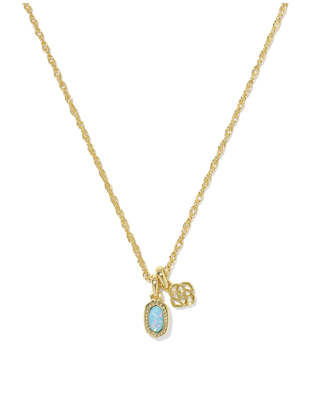 Mini Elisa Dira Gold Blue Lab Grown Opal Necklace