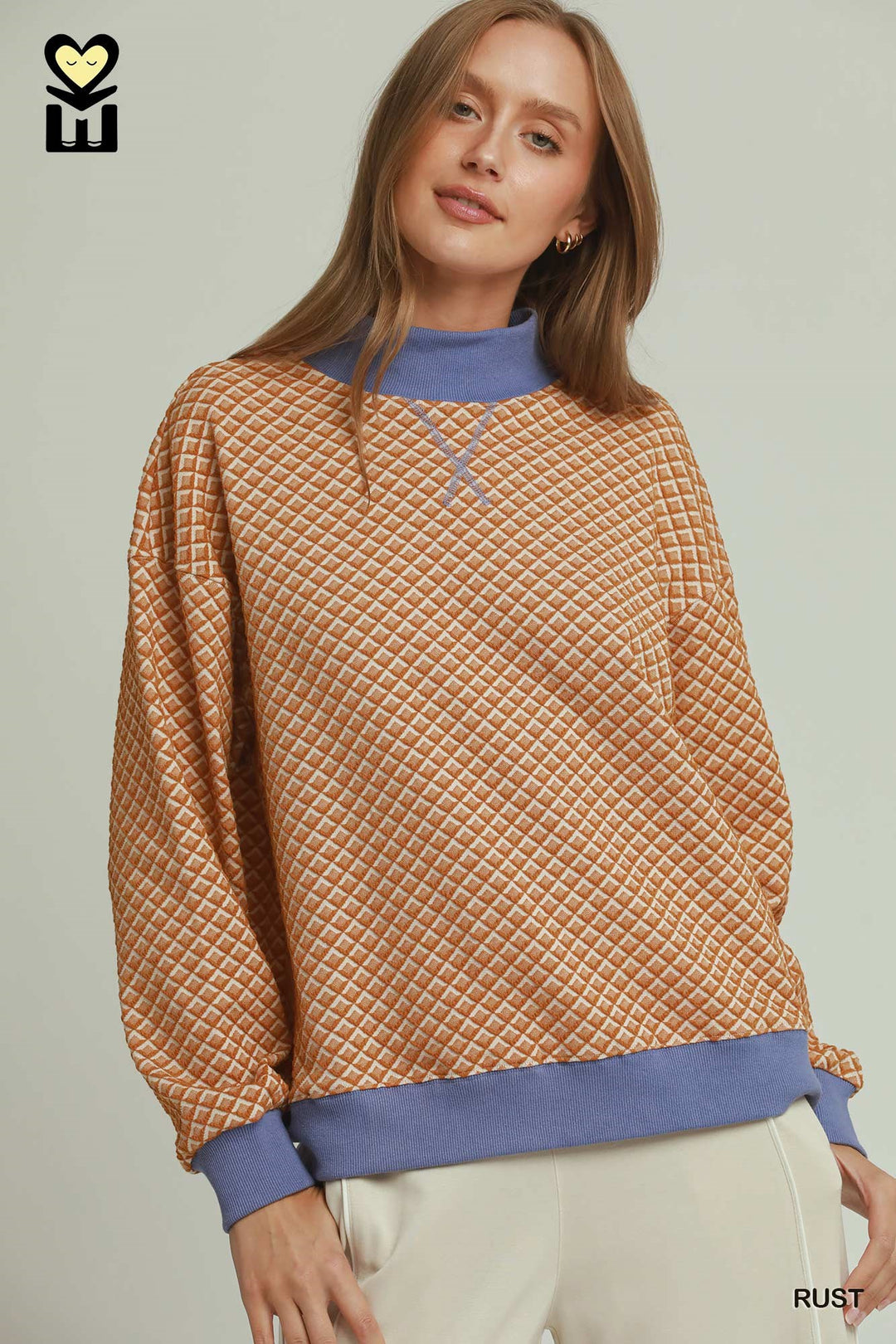 Rust Patterned Jacquard Pullover