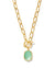 Daphne Gold Link and Chain Necklace in Light Green Mother of Pearl