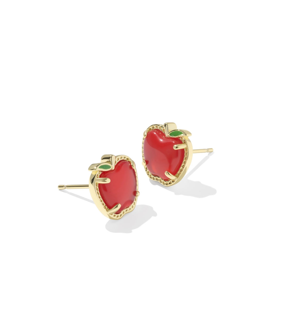 Apple Gold Stud Earrings Red Illusion