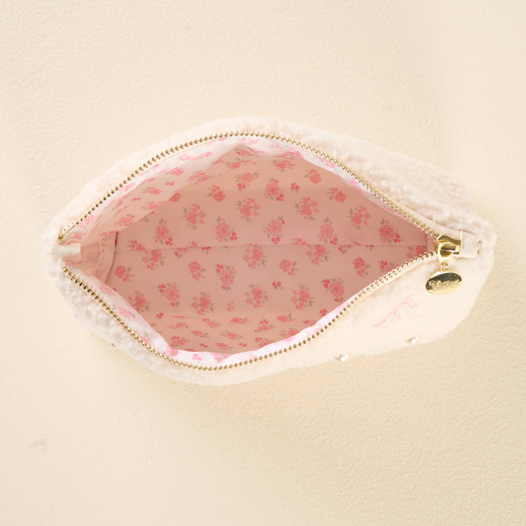 Teddy Pouch-Bows Pink