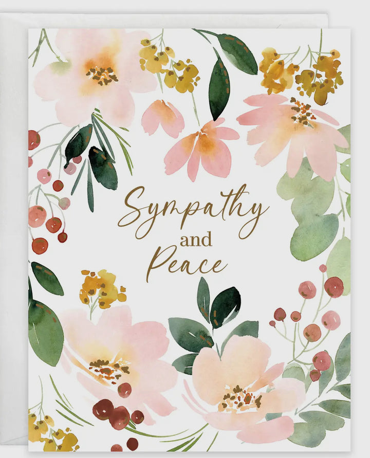 With Scripture Sympathy Greeting Card- Coral Blossoms