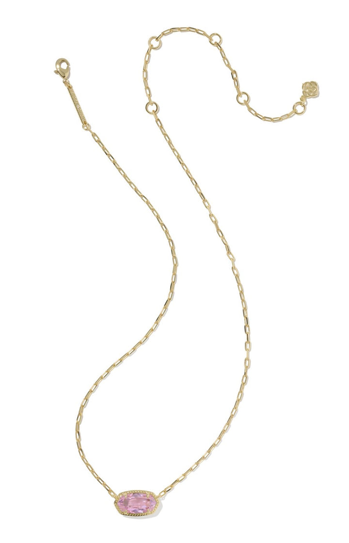 Kendra Scott- Elisa Luxe Short Pendant Necklace Gold Light Pink