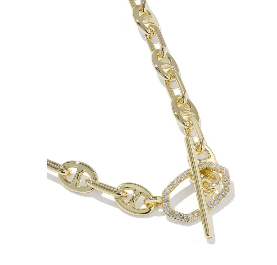 Kendra Scott- Elisa Toggle Link And Chain Necklace Gold White