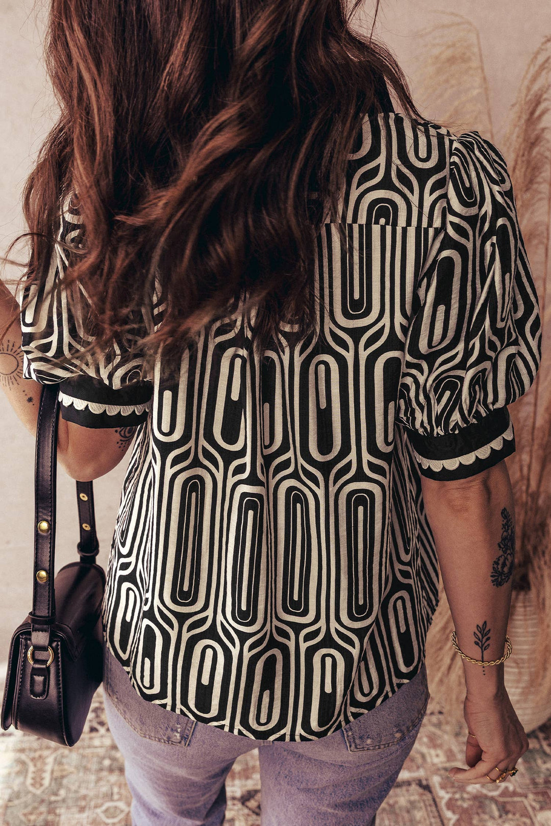 Scalloped Black Blouse