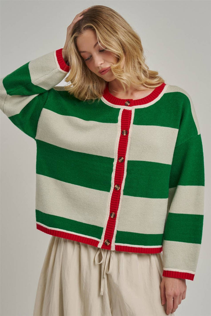 Green and Ivory Cozy Sweater