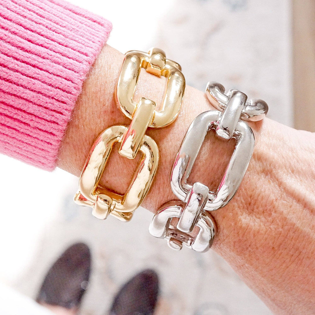 Chunky Chain Statement Stretchy Bangle Bracelet in gold