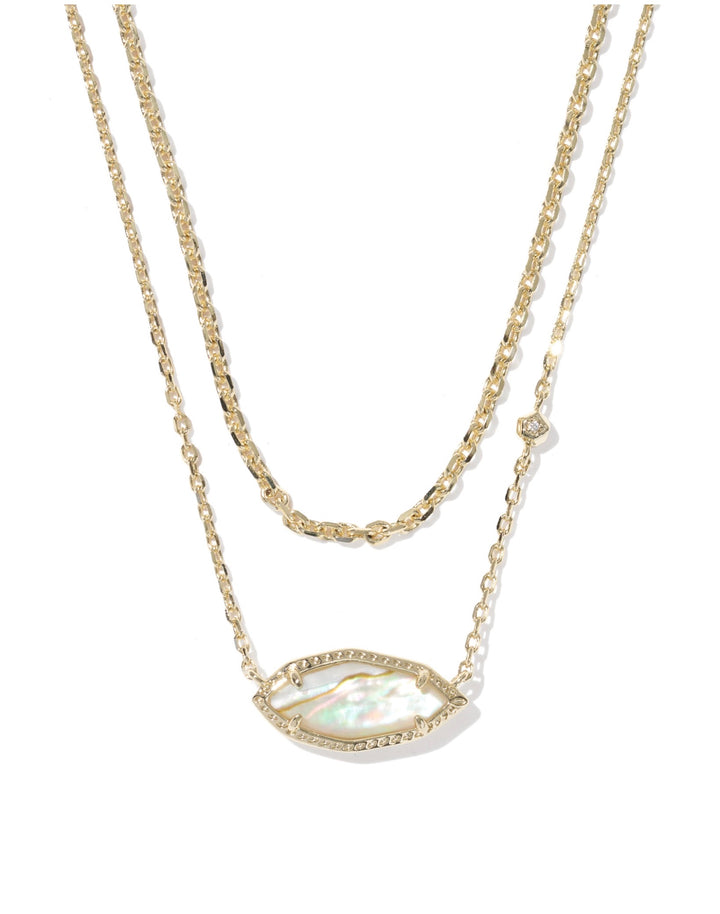Ophelia Multi Strand Gold Iridescent Abalone Necklace