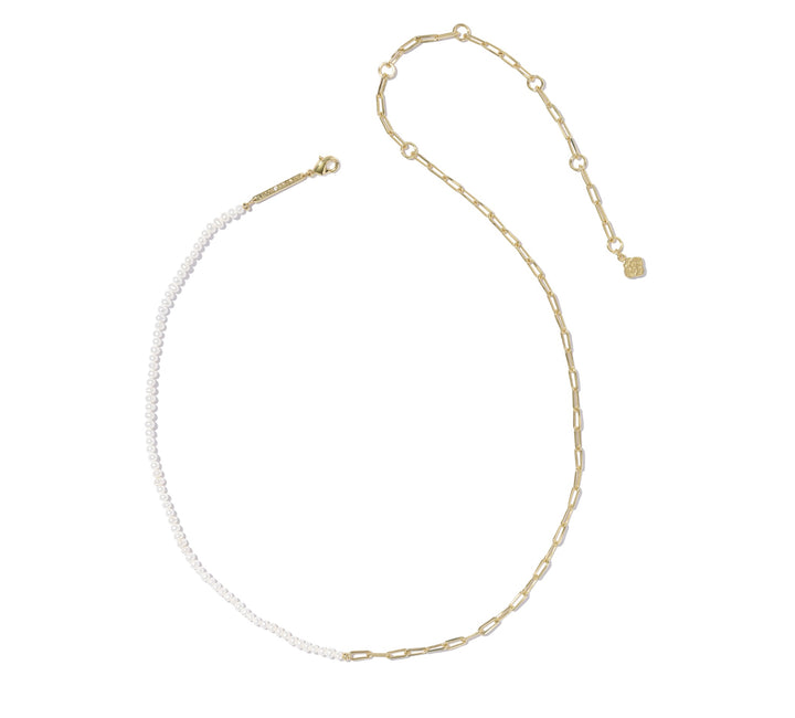 Kendra Scott- Markie Half Chain Necklace Gold Freshwater Cultured Pearl